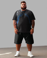 Front And Back Printed Wings T-Shirt Shorts Suit Men's Plus Size